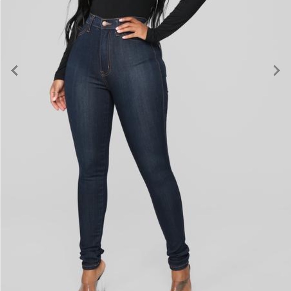 High-Waist Dark Denim Skinny Jeans